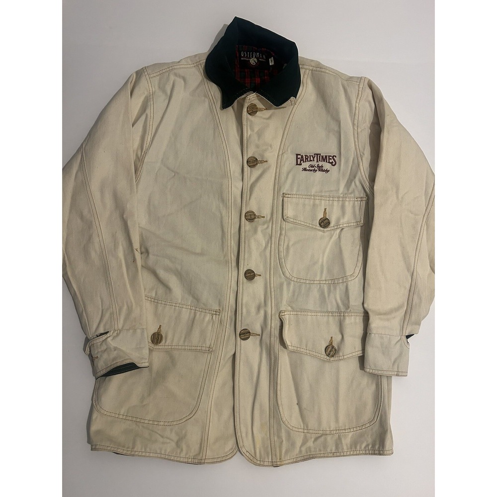 Vintage Osterman Chore Jacket Early Times Kentucky Whisky Beige Mens Medium